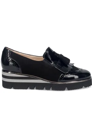 SANGIORGIO Schoenen, Dames, Zwart, 37 EU, Leer, Zwarte Franje Kwast Instap Sneakers