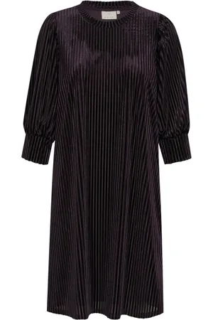 Kaffe Kleedjes, Dames, Paars, XL, Polyester, Gestreepte Korte Jurk Dawn Paars