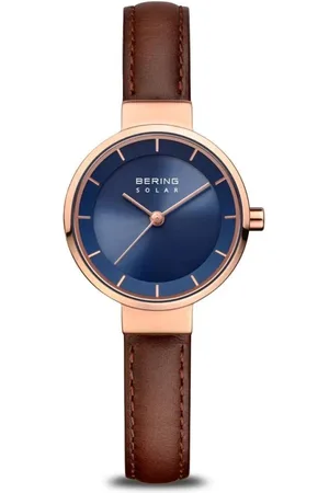 Bering Accessoires, Dames, Bruin, ONE Size, Dames zonnehorloge 27 mm kalfsleren band 14627-567