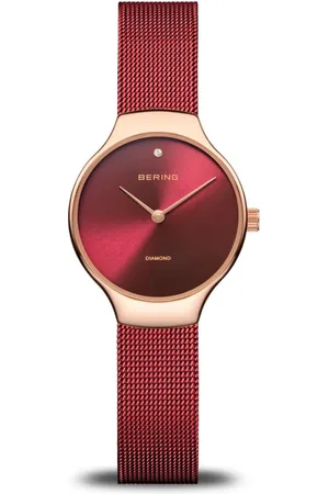 Bering Accessoires, Dames, Rood, ONE Size, Dameshorloge Charity 26 mm Armband Milanees 13326-Charity