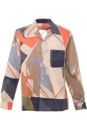PAURA Overhemden, Heren, Veelkleurig, S, Katoen, Austin Sand Camo Overhemd
