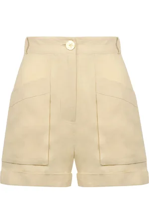 LE KASHA Korte broeken, Dames, , M, Linnen, Linnen shorts met achterzakken