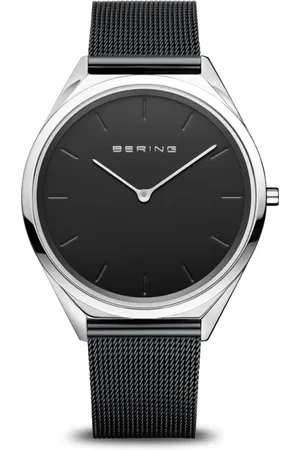 Bering Accessoires, unisex, Zwart, ONE Size, Leer, Unisex Horloge Ultra Dun 39 mm Band Kalfsleer 17039-402