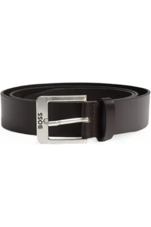 HUGO BOSS Accessoires, Heren, Bruin, 105 CM, Leer, Bruine leren riem met gespsluiting