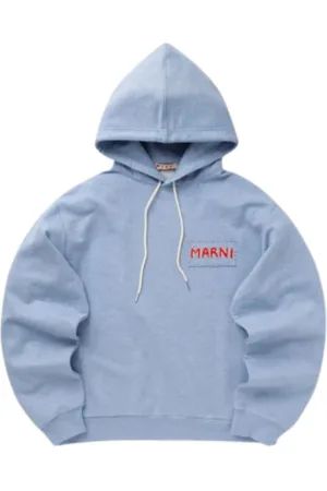 Marni Sweatshirts & Hoodies, Heren, Blauw, S, Blauwe Nautische Hoodie