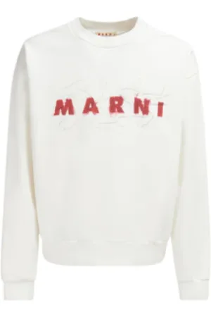 Marni Sweatshirts & Hoodies, Heren, Wit, S, Katoen, Biologisch Katoenen Wit Sweatshirt