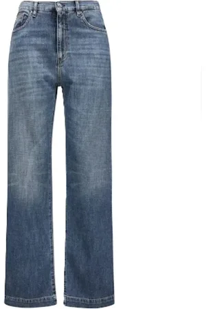Nine In The Morning Jeans, Dames, Blauw, W28, Katoen, Deepa Palazzo Jeans Comfort Fit