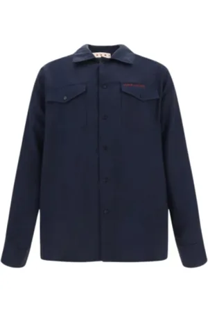 Marni Overhemden, Heren, Blauw, M, Katoen, Katoenen overhemd met klassieke kraag
