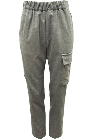 Lis Lareida Broeken, Dames, Grijs, M, Wol, Elastische taille wollen broek met zakken