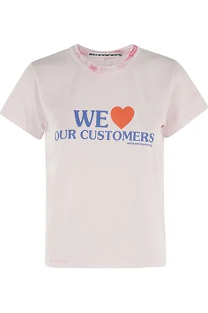 Alexander Wang Tops, Dames, Roze, M, Bleach Wash Shrunken Tee voor klanten