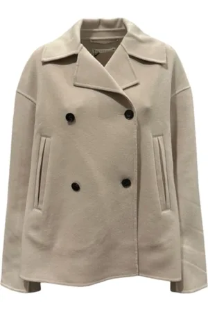 Lis Lareida Jassen, Dames, , M, Wol, Oversized Wollen Jas Dubbel-Breasted Zachte Touch