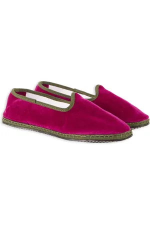 Gallo Dames effen fuchsia fluwelen schoenen met contrasterende details