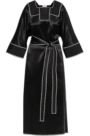 Tory Burch Kleedjes, Dames, Zwart, S, Zijden Jurk met Riem