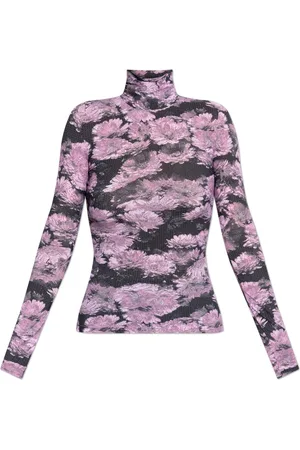 Tory Burch Tops, Dames, Paars, L, Leer, Top met opstaande kraag