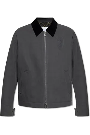 Burberry Jassen, Heren, Grijs, L, Katoen, Jas met Corduroy Kraag