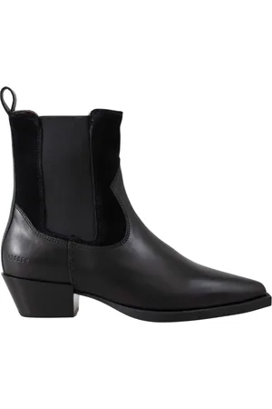 "Normann Copenhagen" Schoenen, Dames, Zwart, 37 EU, Leer, Texaans geïnspireerde Chelsea-laarzen van Italiaans leer