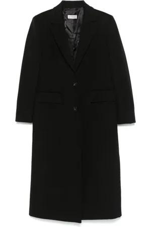 ALBERTO BIANI Mantels, Dames, Zwart, L, Wol, Zwarte wollen jas met pieklapels