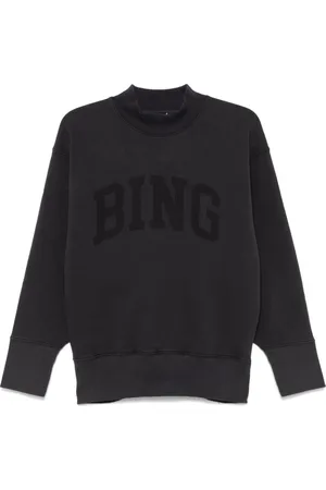 ANINE BING Sweatshirts & Hoodies, Dames, Zwart, S, Katoen, Zwarte Jersey Sweatshirt met Logo Print