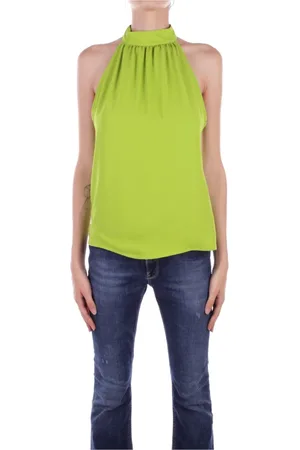 Liu Jo Tops, Dames, Groen, S, Polyester, Groene mouwloze gebreide top met rits