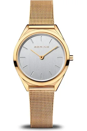 Bering Accessoires, Dames, Geel, ONE Size, Unisex Horloge Ultra Slim 31 mm 3 ATM saffierglas Slim Design Milanese Armband 17031-334