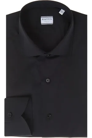 Xacus Overhemden, Heren, Zwart, 3Xl, Katoen, Klassieke Katoenen Stretch Overhemd Lange Mouw Zwart