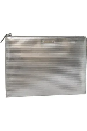 Saint Laurent Pre-owned, Dames, Grijs, ONE Size, Pre-owned Canvas clutches