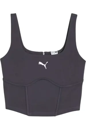 PUMA Tops, Dames, Grijs, S, Corset Shirts voor een Gedurfde Look