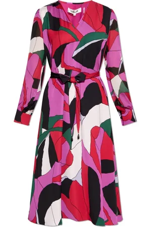 Diane von Furstenberg Kleedjes, Dames, Veelkleurig, S, Leer, Jurk Abel