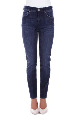 Dondup Jeans, Dames, Blauw, W32, Denim, Denim Skinny Stretch Jeans met Logo