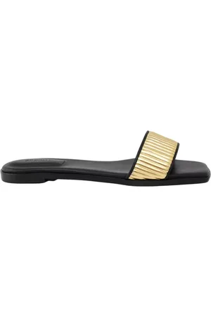 Simkhai Schoenen, Dames, Geel, 36 EU, Leer, Zwarte sandalen met gouden versiering