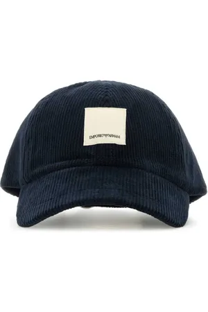 Emporio Armani Accessoires, Heren, Blauw, M, Katoen, Blauwe Corduroy Baseball Cap