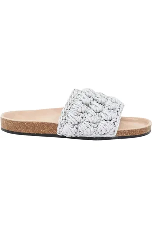 J.W.Anderson Schoenen, Dames, Grijs, 38 EU, Leer, Zilveren Gevlochten Sandalen