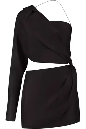 GAUGE81 Kleedjes, Dames, Zwart, M, Zijden Arica Jurk One-Shoulder Mini