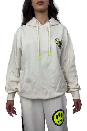 BARROW Sweatshirts & Hoodies, Dames, Wit, L, Katoen, Witte Sweatshirt met Geborduurd Logo en Prints
