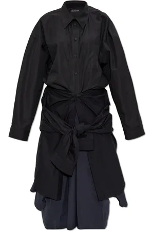 Balenciaga Kleedjes, Dames, Zwart, M, Katoen, Jurk met stropdas