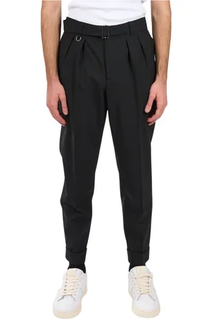 Paolo Pecora Broeken, Heren, Zwart, L, Wol, Wollen blend plooi broek