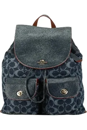 Coach Pre-owned, Dames, Blauw, ONE Size, Leer, Pre-owned Canvas backpacks