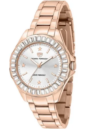 Chiara Ferragni Accessoires, Dames, Roze, ONE Size, Roze roestvrijstalen dameshorloge