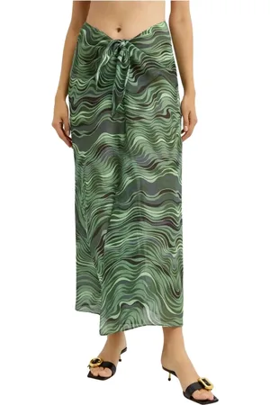 Cult Gaia Badkleding, Dames, Groen, S, Linnen, Groene Zijden Nila Pareo