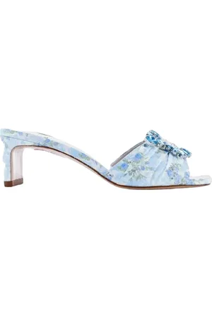 SOPHIA WEBSTER Schoenen, Dames, Blauw, 40 EU, Satijn, Bloemen Satijnen Muiltjes met Kristallen Gesp