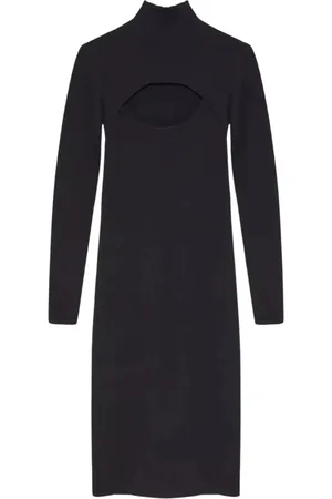 YVES SALOMON Kleedjes, Dames, Zwart, M, Polyester, Zwarte 2-in-1 Jurk met Blouse