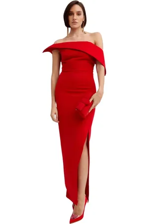 Roland Mouret Kleedjes, Dames, Rood, M, Wol, Rode Asymmetrische Avondjurk