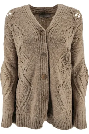 D.EXTERIOR Truien, Dames, Bruin, S, Bruine Gebreide Vest met Openingen