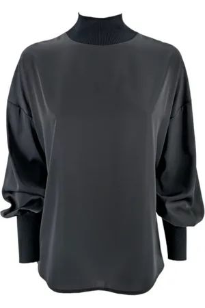 D.EXTERIOR Blouses & Shirts, Dames, Zwart, M, Satijn, Zwarte satijnen damesoverhemd
