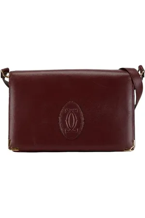 Cartier Pre-owned, Dames, Rood, ONE Size, Leer, Tweedehands leren schoudertassen