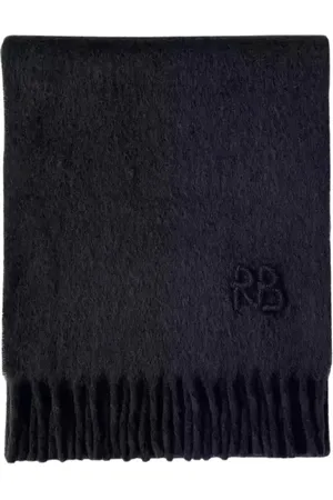 Ruslan Baginskiy Accessoires, Dames, Zwart, ONE Size, Wol, Zwart Logo Sjaal Franje Wolmix
