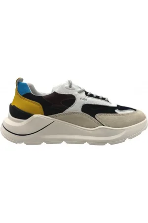 D.A.T.E. Schoenen, Heren, Veelkleurig, 40 EU, Leer, Witte Mesh Sneakers met Leren Details
