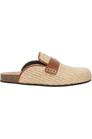 J.W.Anderson Schoenen, Dames, , 36 EU, Katoen, Raffia Muiltjes met Leren Details