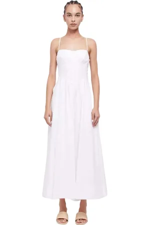 Simkhai Kleedjes, Dames, Wit, M, Katoen, Witte Kittiya Jurk Flared Midi Stijl