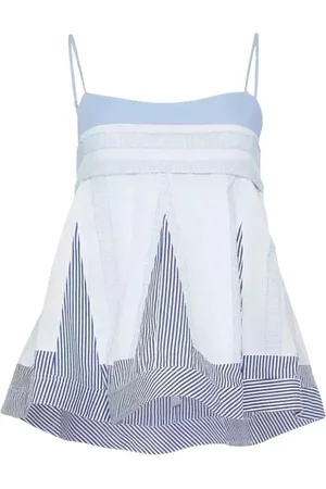 Simkhai Tops, Dames, Blauw, S, Katoen, Gestreepte tanktop met strik op de rug